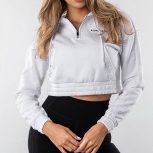 Alphalete Capital Crop Hoodie - White - Small